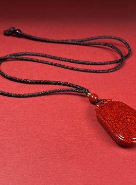 原矿朱砂晶体无事牌吊坠子烫金晶体砂项链吊坠男女款礼物批发代发