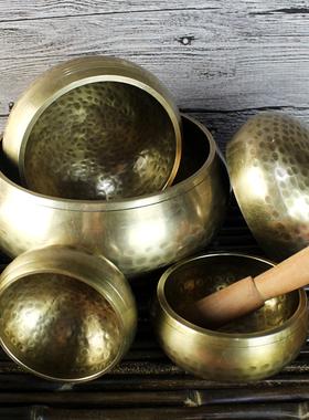 铜钵尼泊尔手工麟纹冥想音钵颂钵
