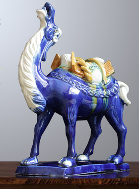 唐三彩陶瓷骆驼摆件客厅书房办公室装饰品家居工艺品招样板间摆件