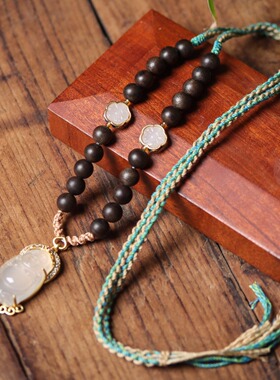 加里曼丹沉香奇楠沉水毛衣锁骨项链饰品男女士复古民族风DIY配饰