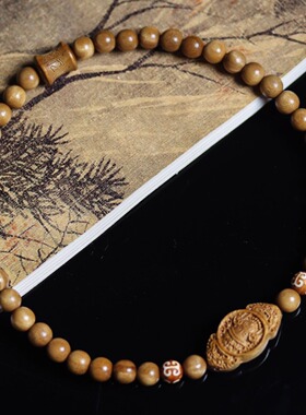 绿檀香木DIY复古风阿呆流苏毛衣项链佛念珠手持男女士文玩配饰品