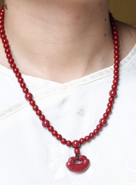 紫金砂108颗珠链朱砂平安扣原创设计度母款吊坠多圈锁骨链女项链