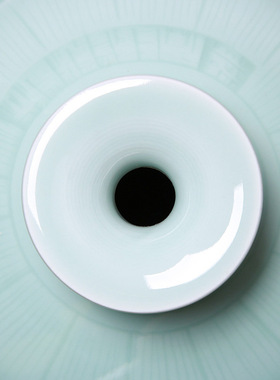 青瓷浮雕天青釉石榴瓶景德镇陶瓷器家居客厅颜色釉花瓶工艺品摆件