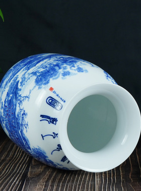 仿古青花清明上河图冬瓜花瓶景德镇中式陶瓷家居客厅装饰摆件