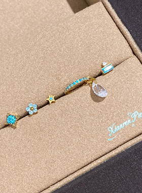 仙人 钛合金“星花滴露”耳钉耳骨钉镀金耳饰耳蜗钉耳环免摘防敏