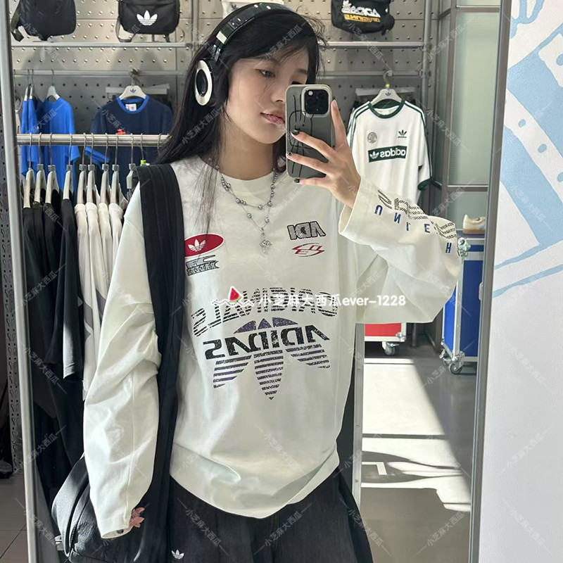 adidas三叶草男子舒适大号版型赛车风运动宽松长袖T恤KH1199/1200,淘宝优惠券,粉丝福利购,淘宝优惠卷