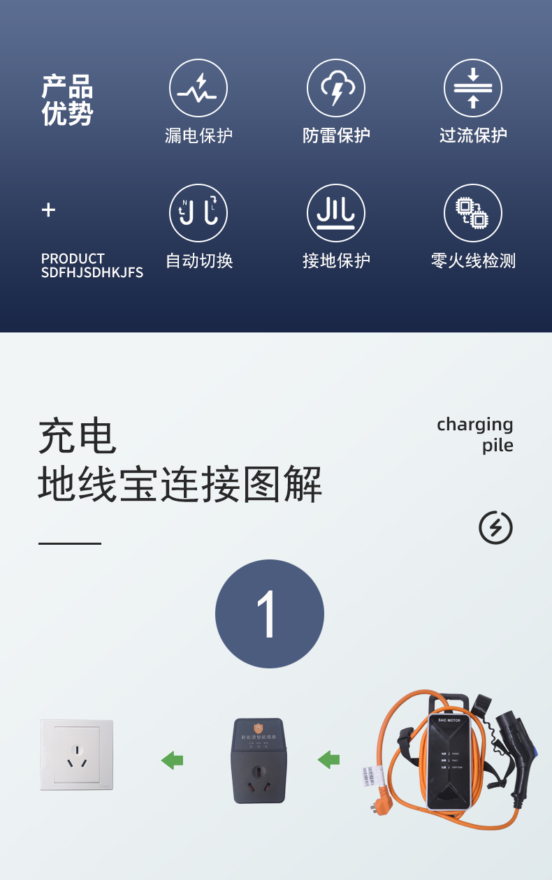 新能源电动汽车接地宝免接地线保护插座奇瑞北汽荣威小蚂蚁-图1