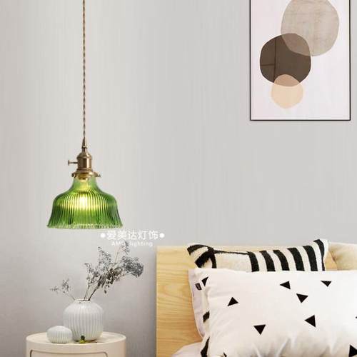 日式玻璃吊灯复古民宿吧台餐厅床头创意个性咖啡厅卧室灯饭桌吊灯 - 图1
