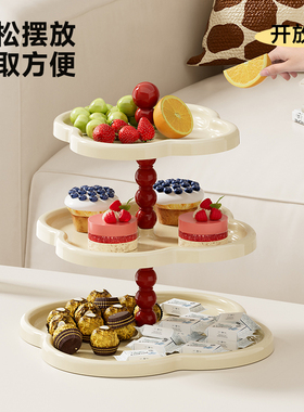 家用三层果盘架客厅茶几桌面欧式轻奢风多层糖果零食糕点蛋糕托盘