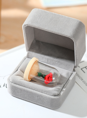 玻璃罩玫瑰花手工摆件生日礼物