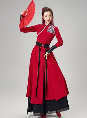送扇子舞蹈龙吟演出服古典雪女中国舞艺考太极剑花木兰古装侠客风