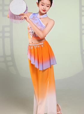 送扇子春嬉舞蹈儿童钱鼓演出服胶州愿铃鼓秧歌中国风古典舞月道具
