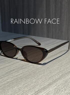 143mm复古小框椭圆茶色框猫眼墨镜女款级感防紫外线太阳眼镜潮