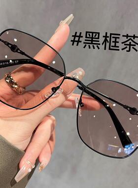 茶色渐变墨镜女大框偏光级感近视带度数防紫外线显脸小太阳眼镜