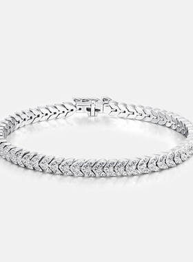 新款个性S925银渡18K金PT950铂金璀璨满钻手链男女款潮牌嘻哈饰品