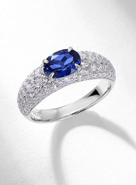 时尚培育祖母绿戒指女S925银渡18K金PT950铂金彩宝满钻设计感指环