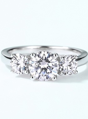 新款简约三生三世求婚莫桑钻戒指S925银渡18K金PT950铂金几何指环