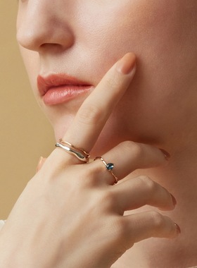 不规则波浪戒指女冷淡风S925银渡18K金PT950铂金双色戒指叠戴戒