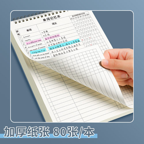 英语单词记忆本默写艾宾浩斯初中生小学生速记背单词记背神器每日一练活页笔记本子听写纸遗忘曲线背诵积累本 - 图2