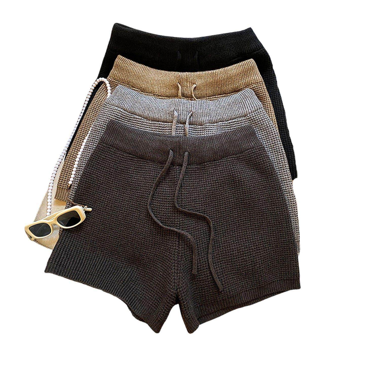 华夫格针织短裤女秋冬新款配靴子高腰显瘦毛线裤直筒a字外穿靴裤,淘宝优惠券,粉丝福利购,淘宝优惠卷