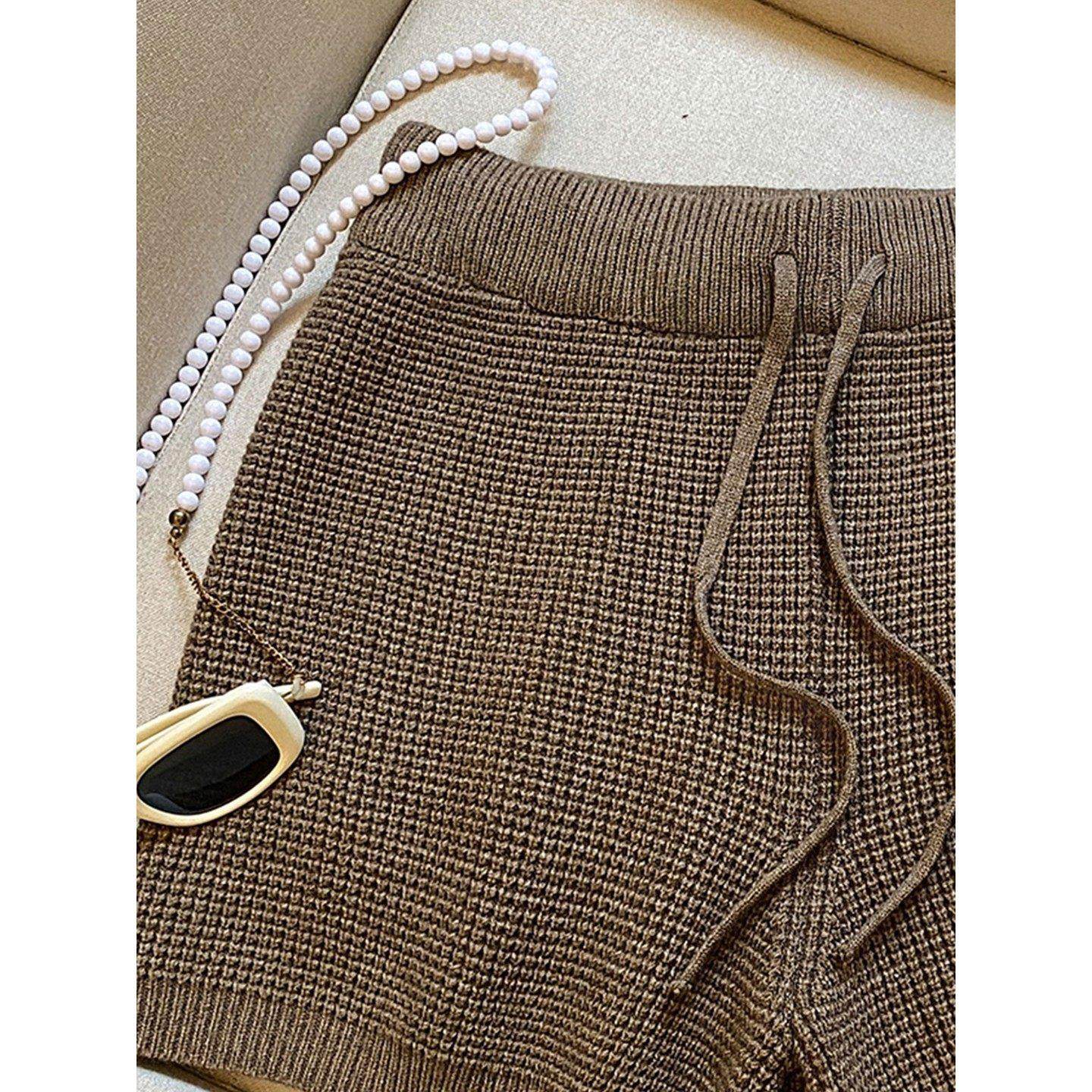 华夫格针织短裤女秋冬新款配靴子高腰显瘦毛线裤直筒a字外穿靴裤,淘宝优惠券,粉丝福利购,淘宝优惠卷