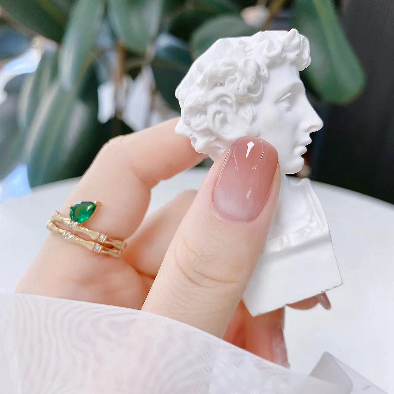 2023新款夏日气质高级感冰透蜜桃红茶果冻温柔裸色晕染手工穿戴甲 - 图0