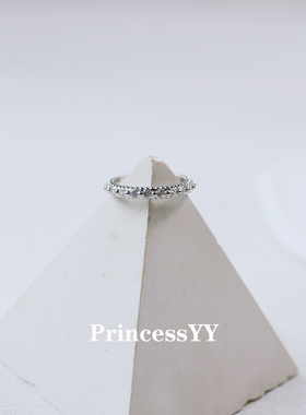 PrincessYY珍珠弹力叠戴串珠闪钻闭口戒指小众高级个性指环关节戒