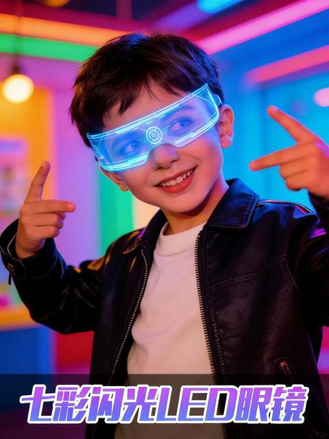 Led technology futuristic luminous color-changing glasses street dance catwalk performance accessories fashion punk luminous boys and girls