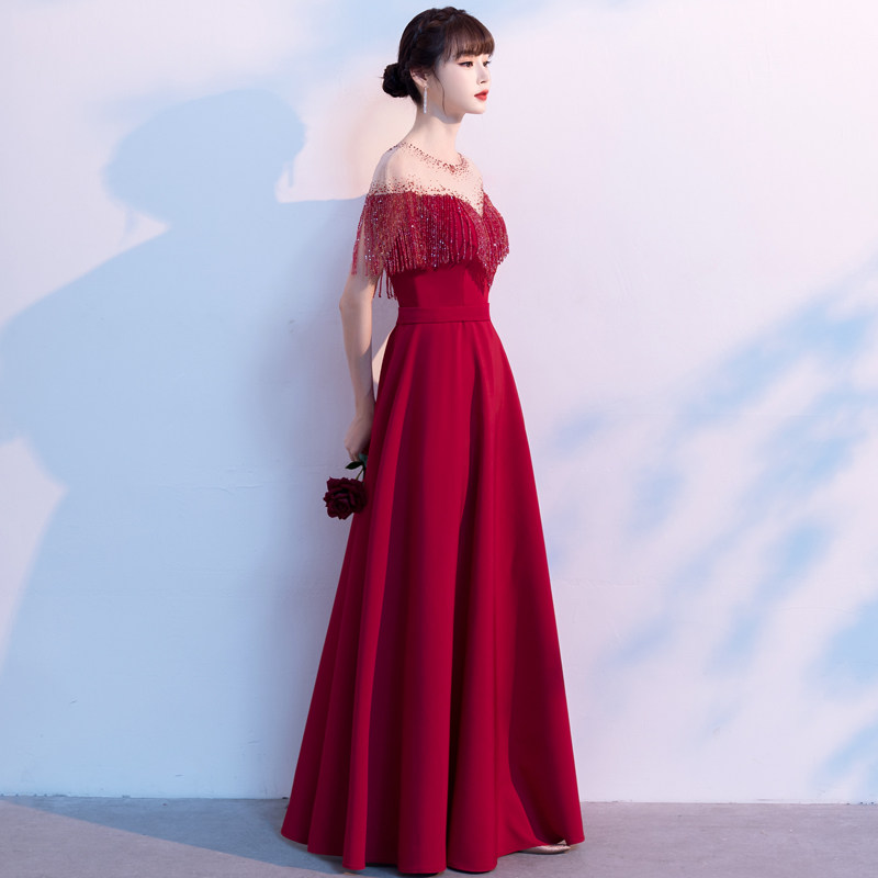 新娘2020新款大气结婚酒红色晚礼服 瑗婷礼服/晚装