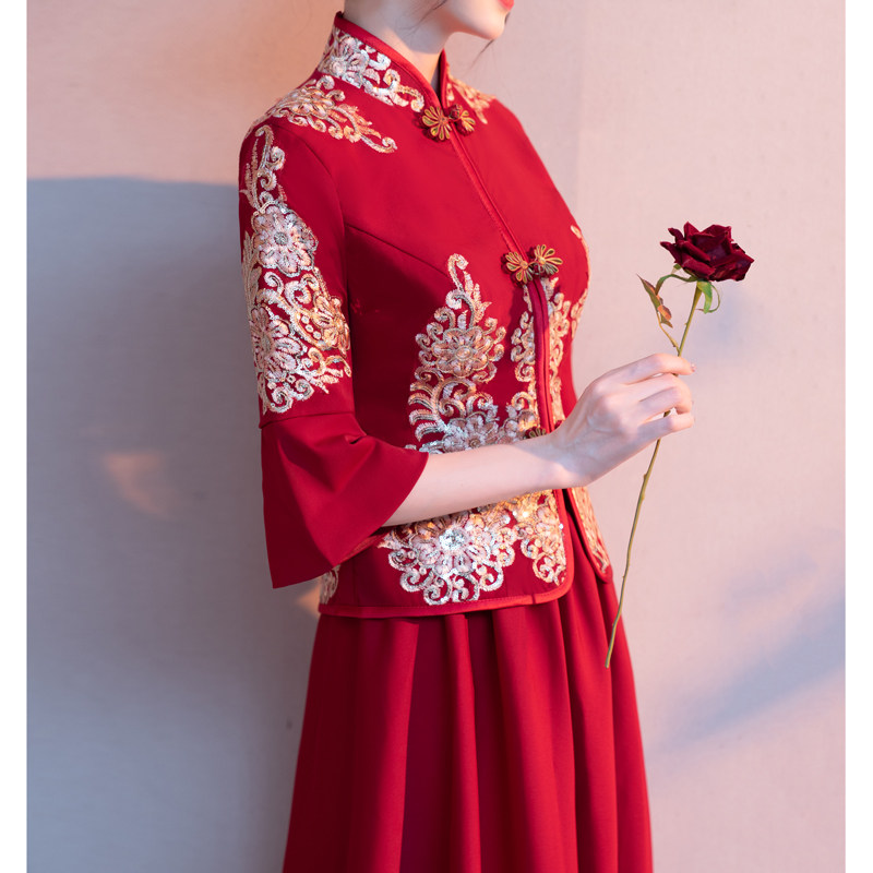 旗袍新娘2021新款中式小个子敬酒服 瑗婷礼服/晚装