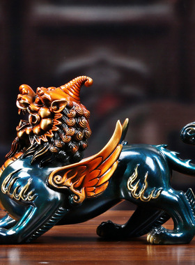 彩铜貔貅摆件皮丘工艺品一对客厅家居玄关摆设装饰品乔迁开业送礼