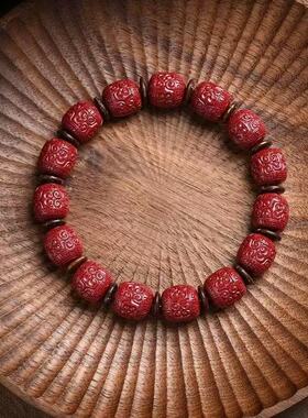 原矿朱砂回纹手串紫金砂帝王红砂男女款本命年手链手串批发代发