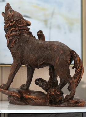 欧式树脂工艺品狼摆件 北方狼图腾 家居客厅电视柜书房装饰品批发