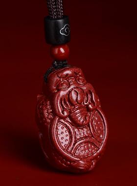 天然朱砂龙龟吊坠男女款铜钱龙头龟饰品项链本命年吉祥物挂件