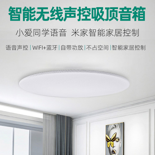 重音版智能吸顶音箱小爱同学控制语音无线wifi喇叭蓝牙音响点歌 - 图0