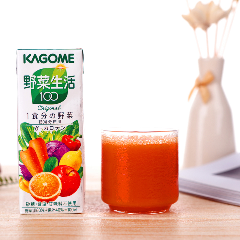 日本可果美kagome纯水果蔬菜汁野菜生活100儿童饮料混合果汁绿色-图1