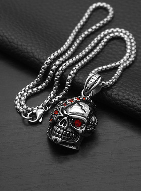 跨境海盗独眼骷髅头钛钢万圣节男