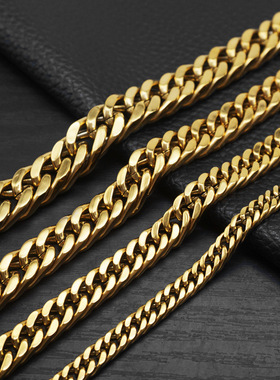 跨境欧美个性简约粗环链钛钢手链