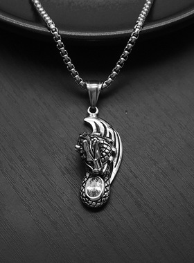 跨境项链钛钢男女欧美吊坠飞龙