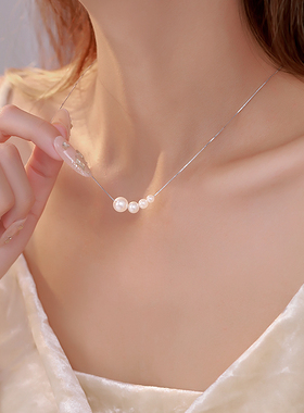 S925纯银落珠成诗锁骨链