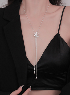 初影冬日雪花项链锁骨链