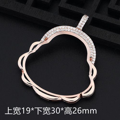 s925纯银豪华款白金佛公吊坠空托翡翠弥勒佛像玫瑰金色吊坠托包边 - 图2