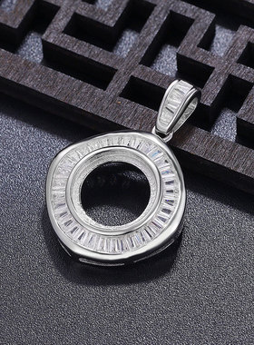 包镶DIY无爪斑彩石吊坠S925纯银