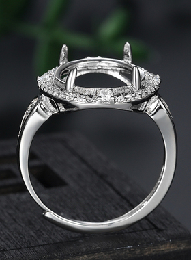 女士S925纯银豪华款满钻翡翠戒托