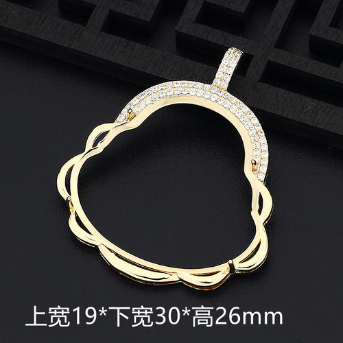 s925纯银豪华款白金佛公吊坠空托翡翠弥勒佛像玫瑰金色吊坠托包边 - 图1