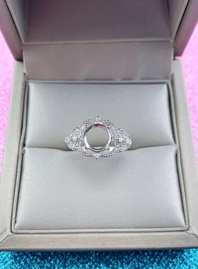 纯银未镶嵌古典风黄金色戒指托