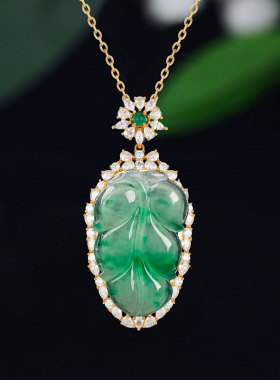 女士S925纯银满钻叶子树叶吊坠托