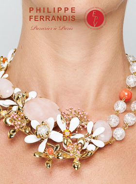 【法国进口】PF菲昂迪斯NER22橙花高定系列双层珐琅花朵重工项链