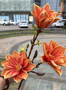 紫色仿真玉兰花单支家居办公摆件
