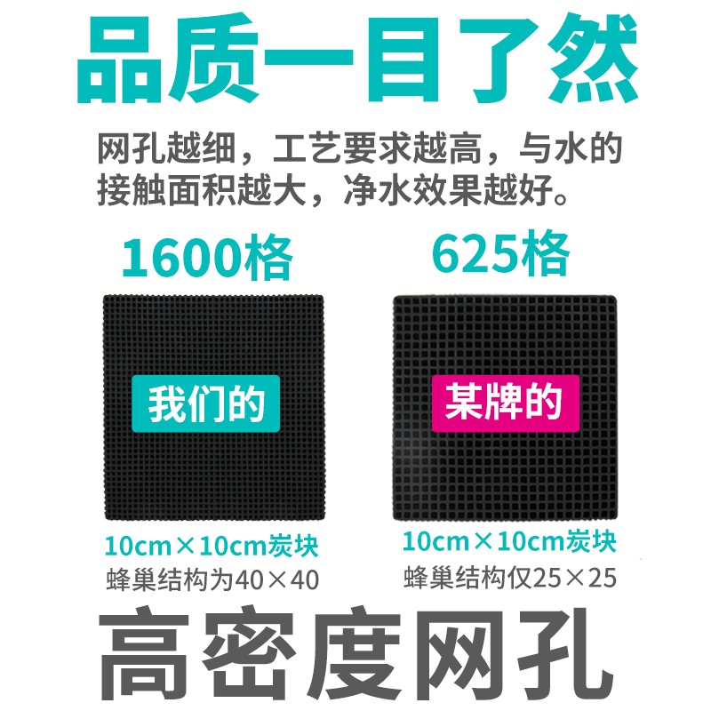 BESSN牌鱼缸活性炭过滤材料净水魔方除黄水蜂巢空气缸滤材水妖精-图2